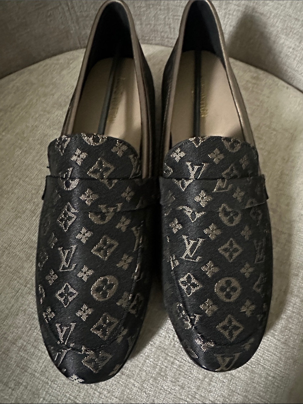 Black Monogram Loafers - Women's Black Loafers - Picture 2 of 4